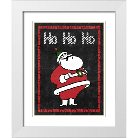 HO HO HO White Modern Wood Framed Art Print with Double Matting by Lewis, Sheldon