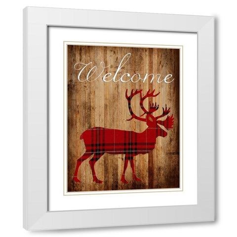 Holiday Deer 2 White Modern Wood Framed Art Print with Double Matting by Lewis, Sheldon