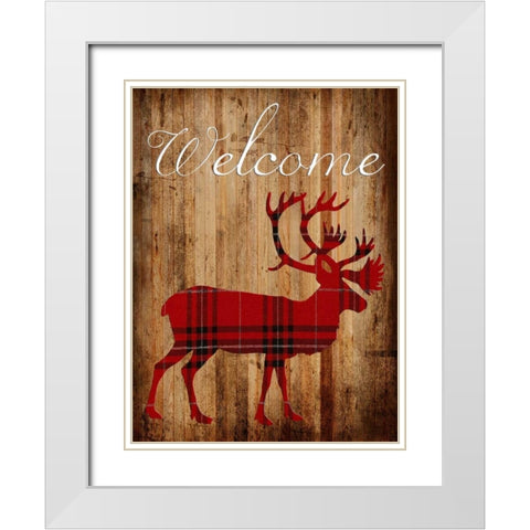 Holiday Deer 2 White Modern Wood Framed Art Print with Double Matting by Lewis, Sheldon