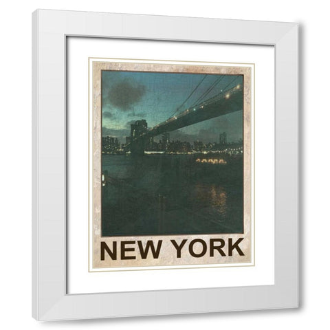 New York Night White Modern Wood Framed Art Print with Double Matting by Lewis, Sheldon