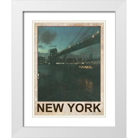 New York Night White Modern Wood Framed Art Print with Double Matting by Lewis, Sheldon