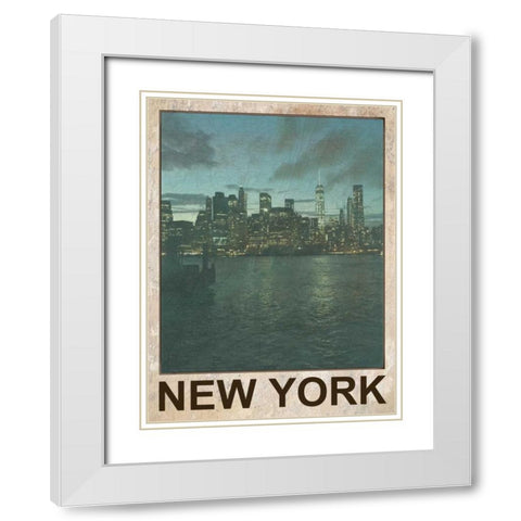 New York Night 2 White Modern Wood Framed Art Print with Double Matting by Lewis, Sheldon