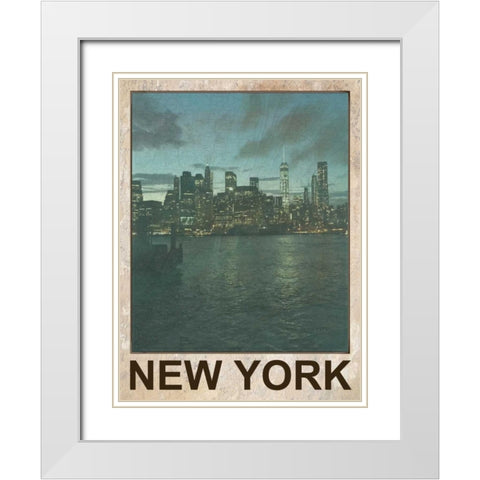 New York Night 2 White Modern Wood Framed Art Print with Double Matting by Lewis, Sheldon
