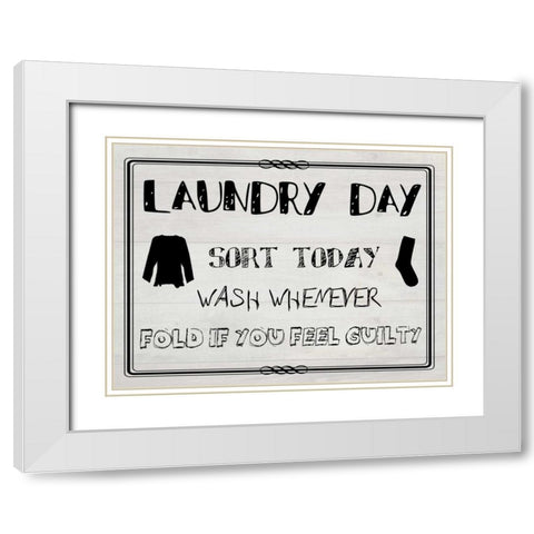 Laundry Day 1 White Modern Wood Framed Art Print with Double Matting by Lewis, Sheldon
