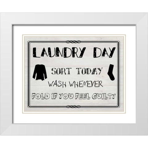 Laundry Day 1 White Modern Wood Framed Art Print with Double Matting by Lewis, Sheldon