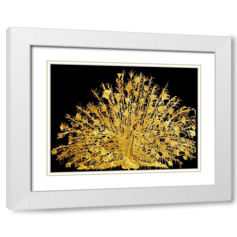 Golden Peacock 4 White Modern Wood Framed Art Print with Double Matting by Lewis, Sheldon