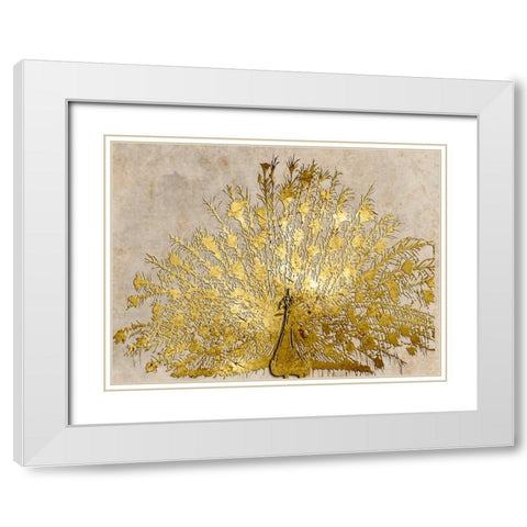 Ivory Coast Peacock White Modern Wood Framed Art Print with Double Matting by Lewis, Sheldon