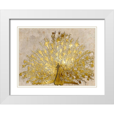 Ivory Coast Peacock White Modern Wood Framed Art Print with Double Matting by Lewis, Sheldon