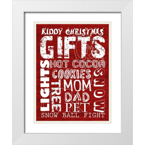 Kiddy Christmas White Modern Wood Framed Art Print with Double Matting by Lewis, Sheldon