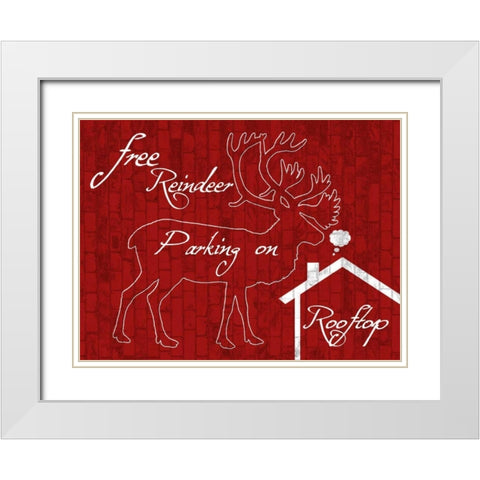 Free Reindeer Parking White Modern Wood Framed Art Print with Double Matting by Lewis, Sheldon