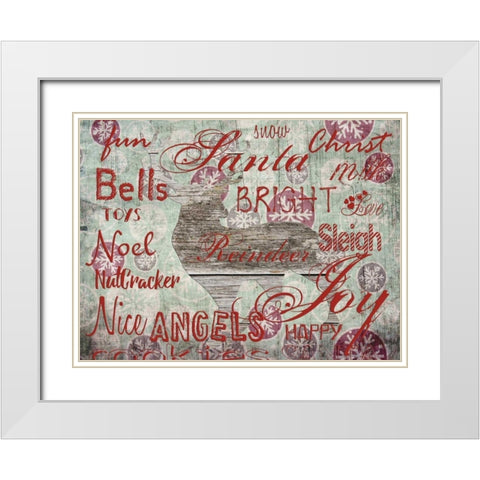 Christmas Wallpaper 2 White Modern Wood Framed Art Print with Double Matting by Lewis, Sheldon