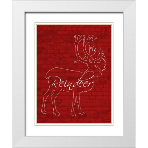 Reindeer White Modern Wood Framed Art Print with Double Matting by Lewis, Sheldon