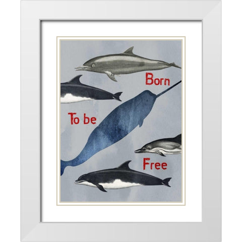 Born To Be Free White Modern Wood Framed Art Print with Double Matting by Lewis, Sheldon