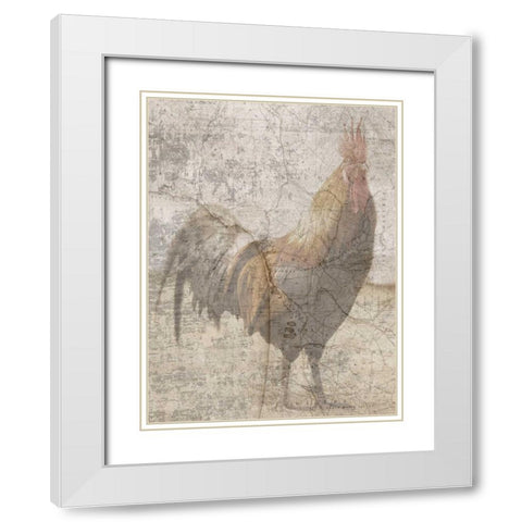 Traveling Rooster 2 White Modern Wood Framed Art Print with Double Matting by Lewis, Sheldon