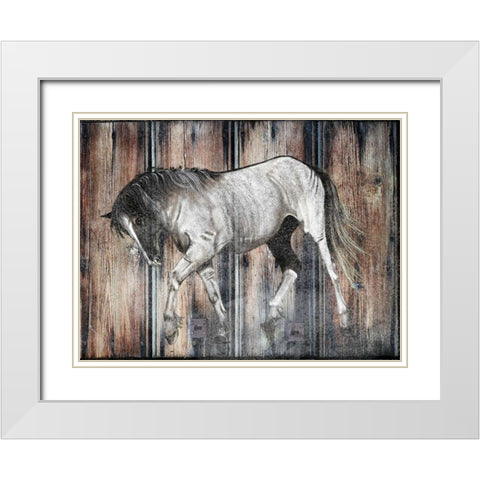 Farm Horse White Modern Wood Framed Art Print with Double Matting by Lewis, Sheldon