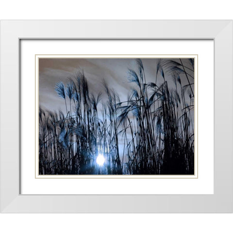 Blue Sunset White Modern Wood Framed Art Print with Double Matting by Lewis, Sheldon