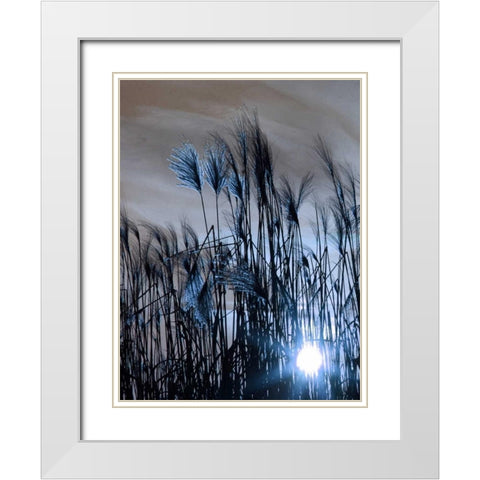 Blue Sunset 1 White Modern Wood Framed Art Print with Double Matting by Lewis, Sheldon