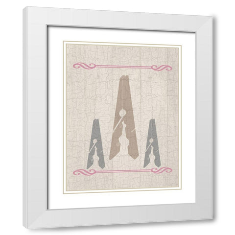 Laundry Pins 2 White Modern Wood Framed Art Print with Double Matting by Lewis, Sheldon