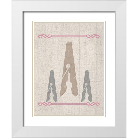 Laundry Pins 2 White Modern Wood Framed Art Print with Double Matting by Lewis, Sheldon