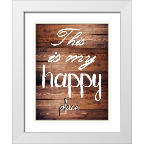 Happy place White Modern Wood Framed Art Print with Double Matting by Lewis, Sheldon