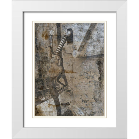 Self Service Pump B White Modern Wood Framed Art Print with Double Matting by Lewis, Sheldon