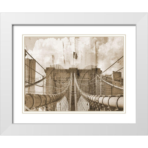 NY On Canvas White Modern Wood Framed Art Print with Double Matting by Lewis, Sheldon