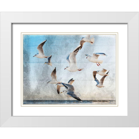 Fly With Friends White Modern Wood Framed Art Print with Double Matting by Lewis, Sheldon