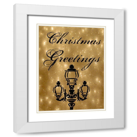 Christmas Greetings White Modern Wood Framed Art Print with Double Matting by Lewis, Sheldon