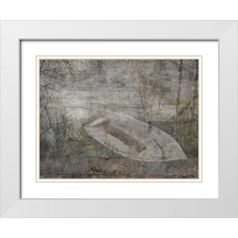 Romance On The Stream White Modern Wood Framed Art Print with Double Matting by Lewis, Sheldon
