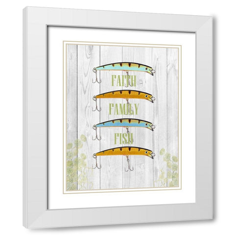 Faith Family Fish White Modern Wood Framed Art Print with Double Matting by Lewis, Sheldon