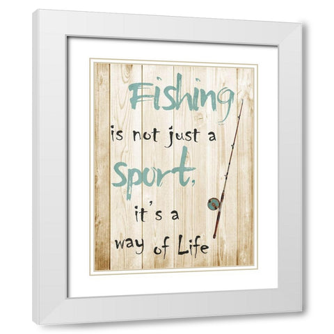 Fishing White Modern Wood Framed Art Print with Double Matting by Lewis, Sheldon