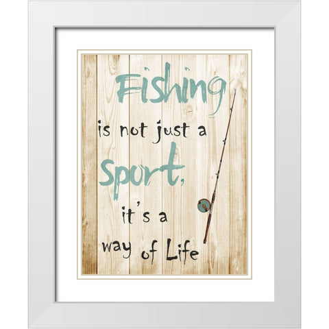 Fishing White Modern Wood Framed Art Print with Double Matting by Lewis, Sheldon