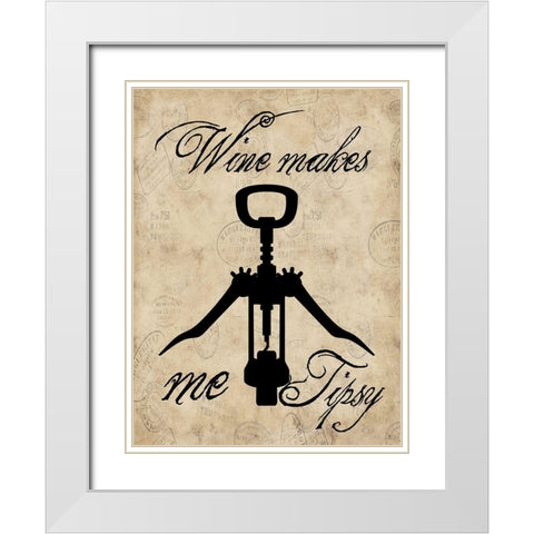 Tipsy Wine White Modern Wood Framed Art Print with Double Matting by Lewis, Sheldon