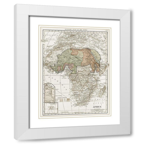 Safari Map White Modern Wood Framed Art Print with Double Matting by Lewis, Sheldon