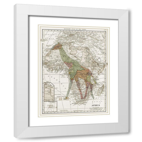 Safari Map 2 White Modern Wood Framed Art Print with Double Matting by Lewis, Sheldon