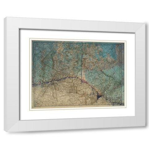 Blue Blue Map Canada White Modern Wood Framed Art Print with Double Matting by Lewis, Sheldon