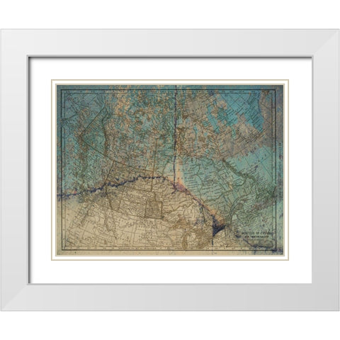 Blue Blue Map Canada White Modern Wood Framed Art Print with Double Matting by Lewis, Sheldon