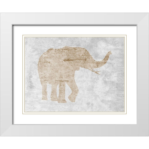 Elephant White Modern Wood Framed Art Print with Double Matting by Lewis, Sheldon