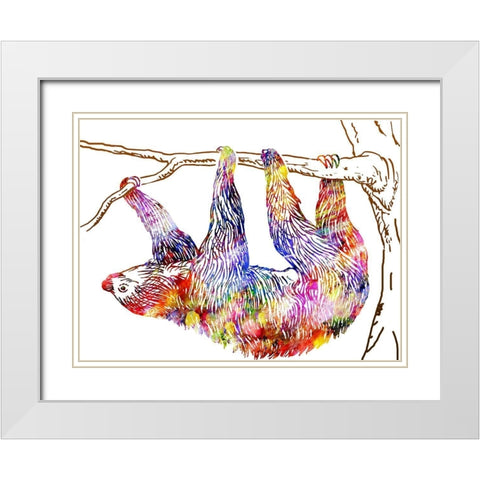 Sloth Machine White Modern Wood Framed Art Print with Double Matting by Lewis, Sheldon