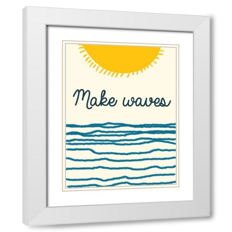 Waves White Modern Wood Framed Art Print with Double Matting by Lewis, Sheldon