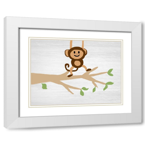 Monkey Around White Modern Wood Framed Art Print with Double Matting by Lewis, Sheldon
