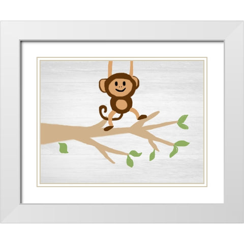 Monkey Around White Modern Wood Framed Art Print with Double Matting by Lewis, Sheldon