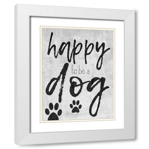 Happy Dog White Modern Wood Framed Art Print with Double Matting by Lewis, Sheldon
