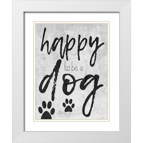 Happy Dog White Modern Wood Framed Art Print with Double Matting by Lewis, Sheldon