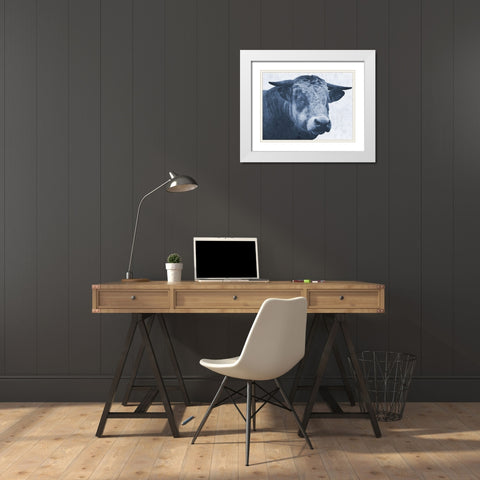 Tone And Tonal Bull White Modern Wood Framed Art Print with Double Matting by Lewis, Sheldon