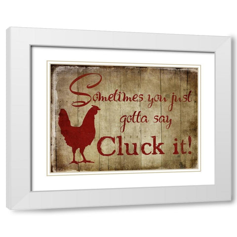 Whole Lot Of Clucks White Modern Wood Framed Art Print with Double Matting by Lewis, Sheldon