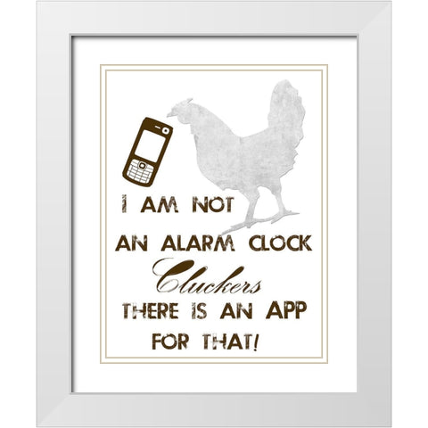 Rooster White Modern Wood Framed Art Print with Double Matting by Lewis, Sheldon