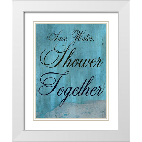 Shower Together White Modern Wood Framed Art Print with Double Matting by Lewis, Sheldon