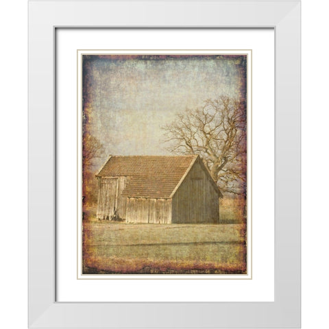 Old Farm View White Modern Wood Framed Art Print with Double Matting by Lewis, Sheldon