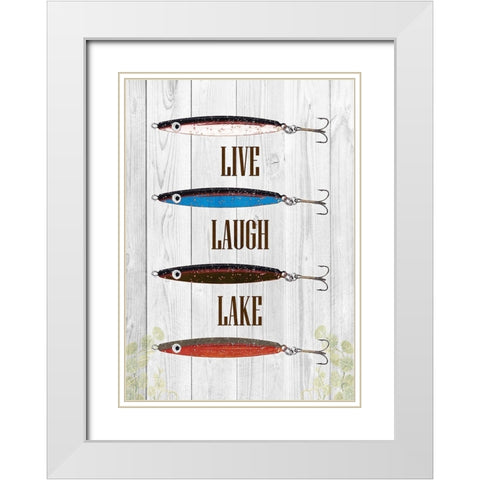 Live Laugh Lake White Modern Wood Framed Art Print with Double Matting by Lewis, Sheldon